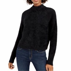 Sun + Moon Women's Fuzzy Mockneck Sweater Black Size XL